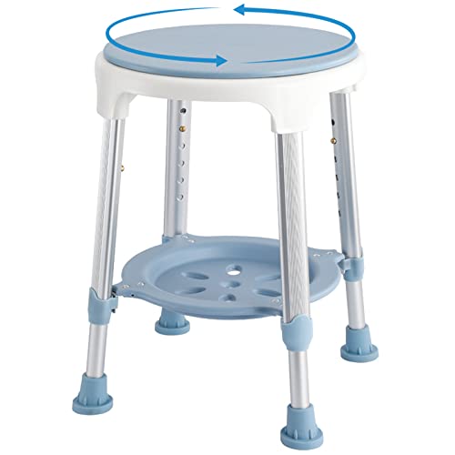 KSITEX Shower Stool for Inside Shower, Small Corner Plastic Stool for Shower, Bath Seat for Seniors Adults Sitting, Adjustable Tube Bathroom Stool with Storage Tray and Suction Feet 300 Lb. Capacity