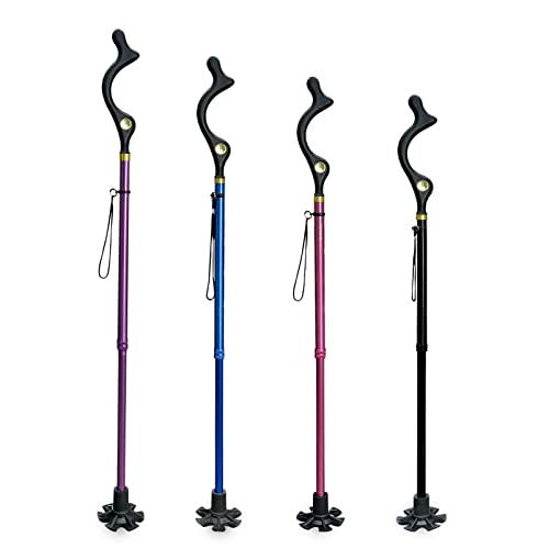 Honmido Walking Cane Foldable for Men & Women Seniors for Balance,Self Standing Folding Cane,Height Adjustable Anti-Slip Lightweight Alloy Walking Stick Collapsable for Travel Mobility Aid (Blue)