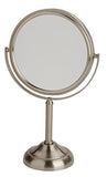 JERDON Two-Sided Tabletop Makeup Mirror - Makeup Mirror with 10X Magnification & Swivel Design - Portable 6-Inch Diameter Mirror in Nickel Finish - Model JP910NB