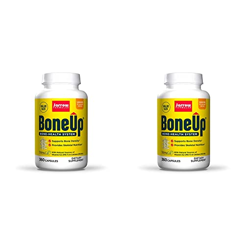 Jarrow Formulas BoneUp - 360 Capsules - Micronutrient Formula for Bone Health - Includes Natural Sources of Vitamin D3, Vitamin K2 (as MK-7) & Calcium - 180 Servings (Pack of 2)