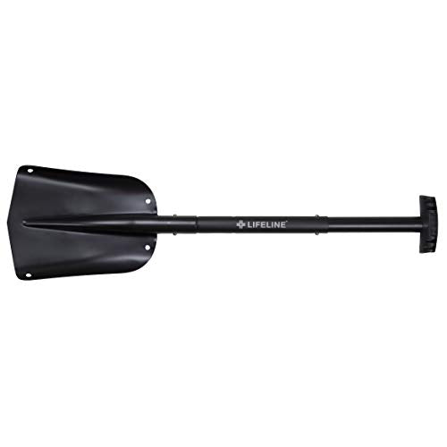 Lifeline-4016 Aluminum Sport Utility Shovel, 3 Piece Collapsible Design, Perfect Snow Shovel for Car, Camping and Other Outdoor Activities, Matte Black