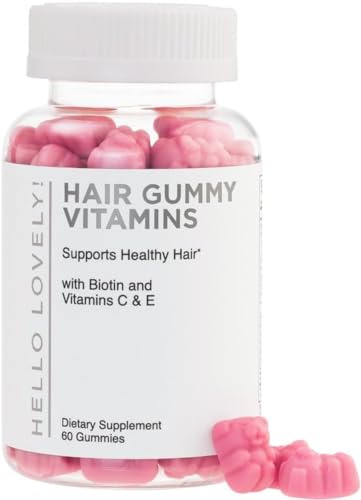 Hello Lovely! Hair Vitamins Gummies with Biotin 5000 mcg Vitamin E & C Support Hair Growth, Premium Vegetarian Non-GMO, for Stronger Beautiful Hair & Nails Supplement - 60 Gummy Bears