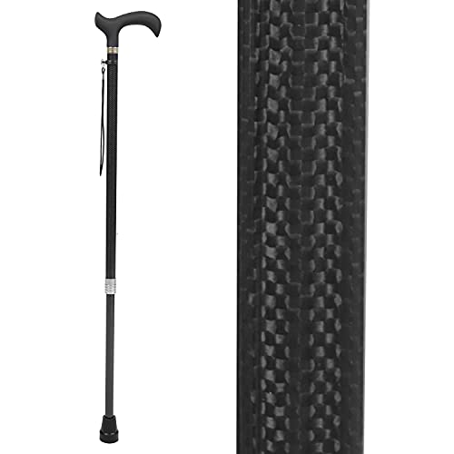 Vive Adjustable Walking Cane, Carbon Fiber - Lightweight Stick for Men, Women - Mobility Aid, Adjust Height, Rubber Tip-Portable Hurry Support for Seniors, Elderly, Balance-Ultra Light, Soft Hand Grip
