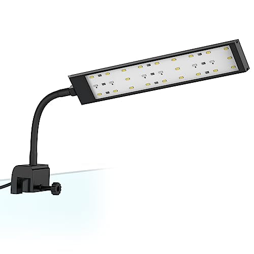 NICREW Fish Tank Clip on Light, Clamp Aquarium Light with White and Blue LEDs, 480LM, 10 Watts