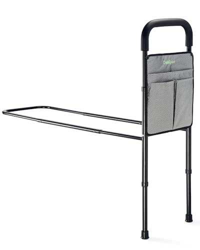 OasisSpace Bed Assist Rail - Bed Assist bar with Storage Pocket - Adjustable Bed Rails for Seniors, Elderly, Handicap - Assistance for Getting in & Out of Bed at Home - Fit King, Queen, Full, Twin