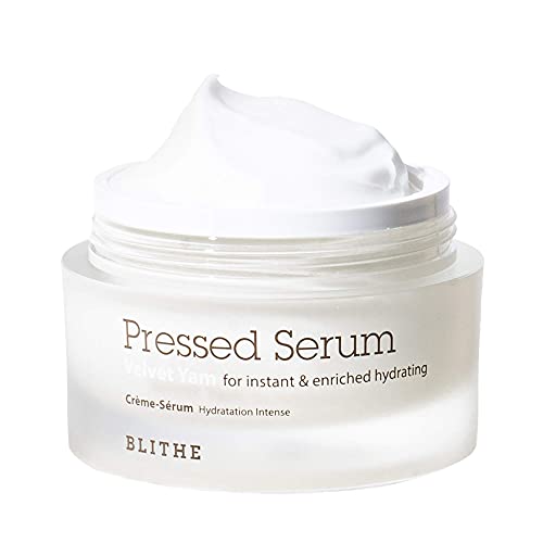 BLITHE Pressed Serum 68.79% Wild Yam Moisturizing Serum with Cream Texture for Women, Vegan Mucin Safe for Sensitive Skin, Korean Skincare 1.68 Fl Oz