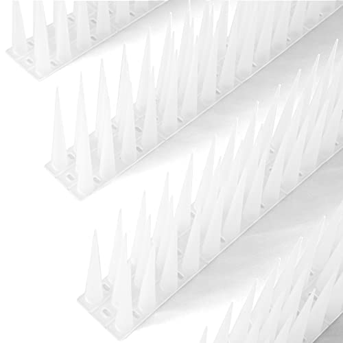 OFFO Bird Spikes Pigeon Outdoor Spikes for Cat Keep Birds Raccoon Woodpecker Off Covers 20 Feet, Frosted White