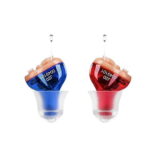 IncenSonic CIC Digital Hearing Aid Invisible Ear Sound Amplifier Hearing Aids For Adults Small and Tiny (Red&Blue)