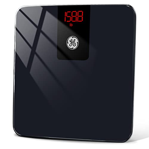 GE Scale for Body Weight Bathroom: Digital Scales Accurate, Smart Bluetooth Scale for Weight and BMI Electronic Weighing Scale for People, Black 400lb Capacity Bath Scale