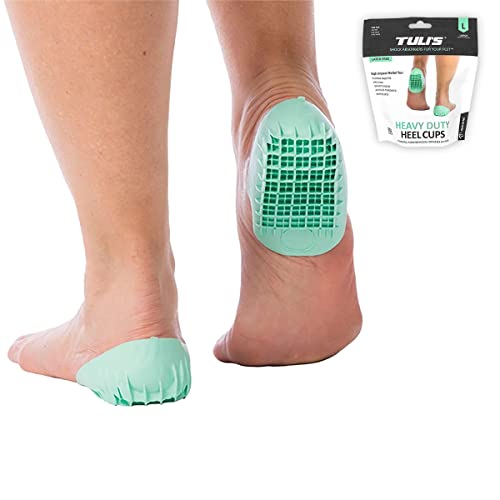 Tuli's Heavy Duty Heel Cups, Cushion Insert for Shock Absorption, Plantar Fasciitis, Sever’s Disease and Heel Pain, Made in the USA, Small, 1 Pair