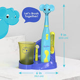 Brusheez® Kids’ Electric Toothbrush Set - Safe & Effective for Ages 3+ Parent Tested Approved with Gentle Bristles, 2 Brush Heads, Rinse Cup, 2-Minute Timer, Storage Base (Ollie The Elephant)