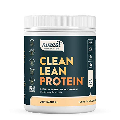Nuzest - Pea Protein Powder - Clean Lean Protein, Premium Vegan Plant Based Protein Powder, Dairy Free, Gluten Free, GMO Free, Protein Shake, Just Natural (UNFLAVORED), 20 Servings, 1.1 lb