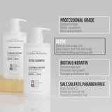 Professional Daily Perfection Salon-Grade, Salt,Sulfate, Paraben Free, Deep Cleansing and Soothing, Detox Shampoo and Conditioner Set for Oily Scalp and Hair, Enriched with Biotin and Keratin