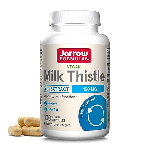 Jarrow Formulas Milk Thistle 150 mg - Antioxidant Supporting Immune Response, Liver Function & Glutathione - Up to 100 Servings (Veggie Capsules), Pack of 12