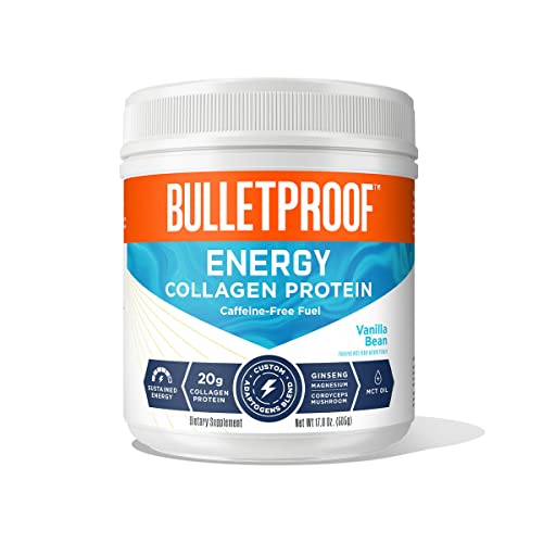Bulletproof Vanilla Bean Energy Collagen Protein Powder, 17.8 Ounces, Caffeine-Free Fuel with Vitamins and Antioxidants