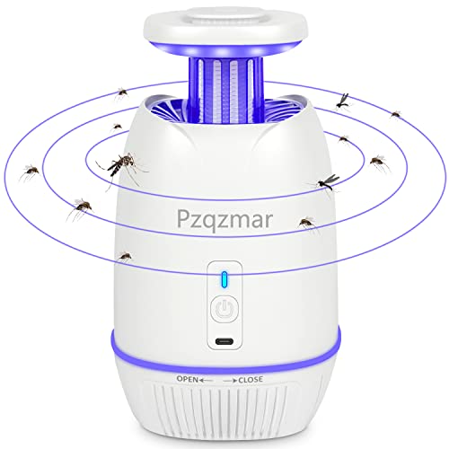 Pzqzmar Fruit Fly Trap,Indoor Insect Trap,Electric Bug Zapper Catcher for Fruit Flies,Flying Insect,Mosquito,Gnat,Moth,Mosquito Killer&Repellent Lamp for Home House,UV Light&Sticky Glue,Plug-in(White)