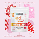 Zhou Nutrition Creatine Monohydrate Chewables 5g for Men & Women, Sugar Free, Organic, Muscle Growth Support, Non GMO, Pink Lemonade, 60 Creatine Gummies