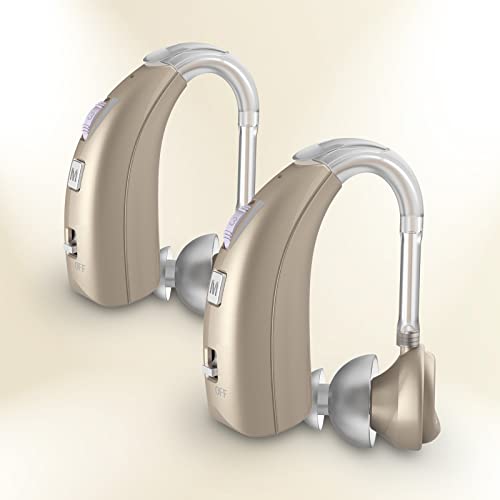 Hearing Aids with 2 Frequency Mode, Delmicure Hearing Aids for Seniors Rechargeable Hearing Aids with Noise Cancelling, Adjustable Volume & Noise Reduction