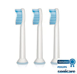 Philips Sonicare Genuine Sensitive Replacement Toothbrush Heads for Sensitive Teeth, 3 Brush Heads, White, HX6053/64