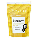 Flourish - Protein Pancake & Waffle Mix, Whey Protein Isolate & Flax Seed, Non-GMO, No Added Sugar, Superfood, High Protein & Fiber, Just Add Water - Buttermilk, 16oz