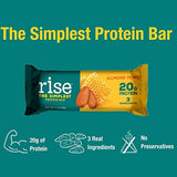 Rise Whey Protein Bars - Almond Honey | Healthy Breakfast Bar & Protein Snacks, 20g Protein, 4g Fiber, Just 3 Whole Food Ingredients, Non-GMO Healthy Snacks, Gluten-Free, Soy Free Bar, 12 Pack