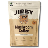 Jibby Mushroom Coffee - Organic Instant Coffee Powder with Collagen, MCT Oil, Superfood Mushrooms - Detox Mushroom Coffee Powder for Energy, Focus, Digestion, and Gut Health (Unsweetened, 10 Servings)