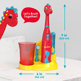 Brusheez® Kids’ Electric Toothbrush Set - Safe & Effective for Ages 3+ - Parent Tested & Approved with Gentle Bristles, 2 Brush Heads, Rinse Cup, 2-Minute Timer, & Storage Base (Pepper the Dino)