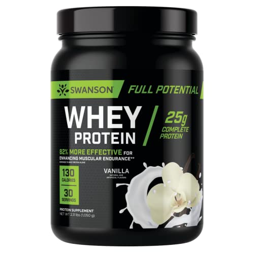 Swanson Full Potential Whey Protein - Vanilla Flavor, Protein Powder for Muscle Building and Recovery - 25 g