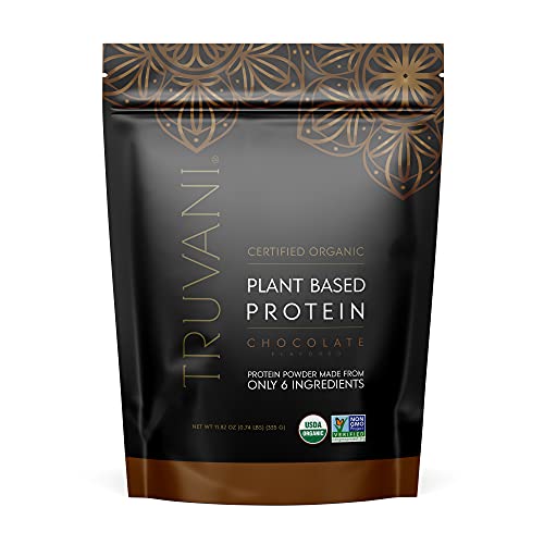 Truvani Organic Vegan Protein Powder Chocolate - 20g of Plant Based Protein, Pea Protein for Women and Men, Non GMO, Gluten Free, Dairy Free (10 Servings)