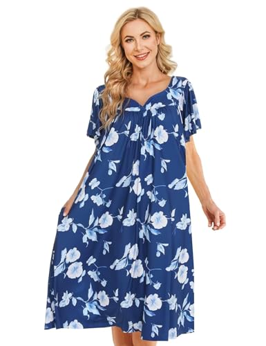House Dress for Women Plus Size Mumu Dresses Summer Lounge Dresses Duster Housecoats Elderly Moo Moos Patio Dress Florar Nightgown plus size dresses for elderly women house dresses
