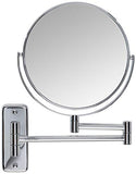 JERDON 8-Inch Two-Sided Swivel Wall Mount Mirror - Makeup Mirror with 8X Magnification & 13.5 inch Wall Extension - Chrome Finish - Model JP7808C