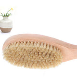 Beechwood Bath and Shower Body Brush with Nature Boar Bristles, Long Hand Wooden Dry Bath Body Back Brush, Perfect Spa Gift