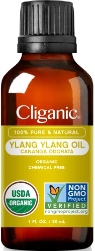 Cliganic Organic Ylang Ylang Essential Oil, 100% Pure Natural for Aromatherapy | Non-GMO Verified