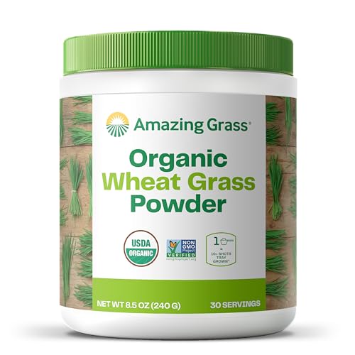 Amazing Grass Wheat Grass Powder: 100% Whole-Leaf Wheat Grass Powder for Energy, Detox & Immunity Support, Chlorophyll Providing Greens, 30 Servings