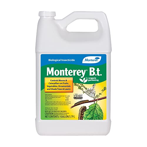 Monterey B.t. - Biological Insecticide for Organic Gardening - 1 Gallon Concentrate - Apply Using a Sprayer Following Mix Instructions