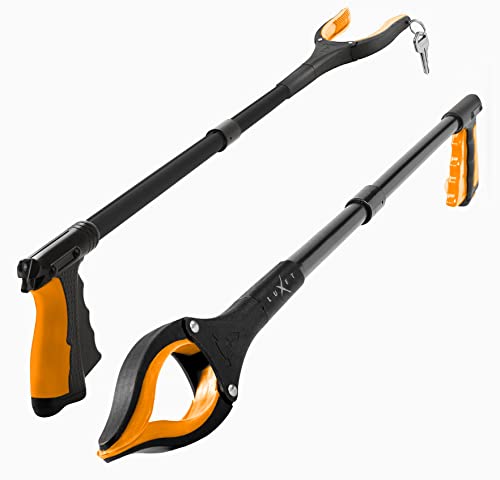 Grabber Reacher Tool - 2 Pack - Newest Version Long 32 Inch Foldable Pick Up Stick - Strong Grip Magnetic Tip Lightweight Trash Picker Claw Reacher Grabber Tool Elderly Reaching - by Luxet (Orange)