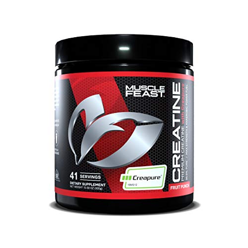 Muscle Feast Creapure Creatine Monohydrate Powder for Muscle Growth Nutritional_Supplement, Vegan Keto Friendly Gluten-Free Easy to Mix, Fruit Punch, 300g, 55.0 Servings (Pack of 1)