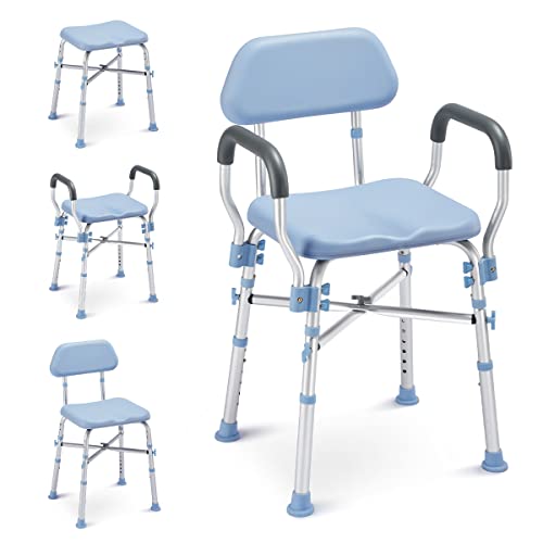 OasisSpace Heavy Duty Shower Chair with Back, 500lbs Padded Shower Chair for Inside Shower - Tool-Free Anti Slip Bathroom Seat for Elderly, Senior, Handicap & Disabled