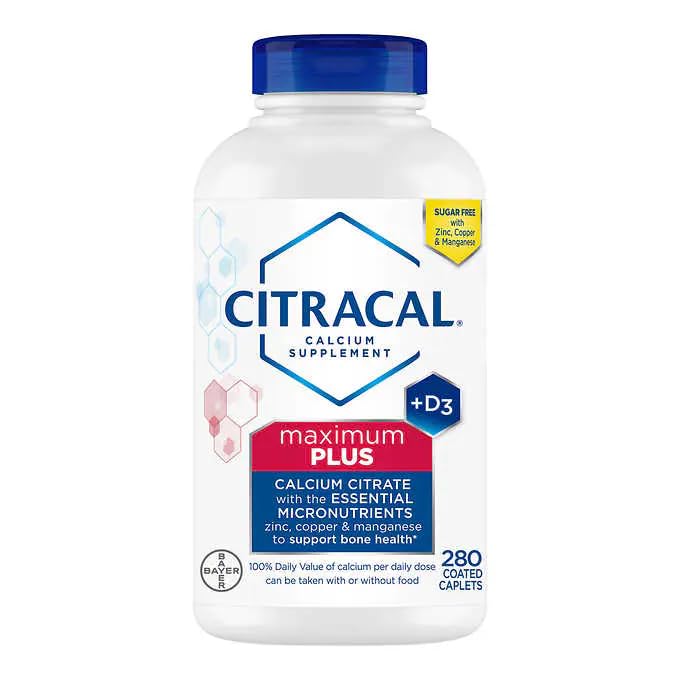 Cita Maximum Plus Calcium Citrate + D3, 280 Caplets