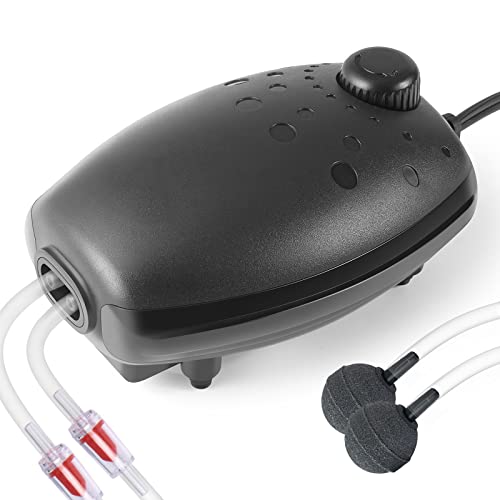 HITOP 3W 80GPH Adjustable Aquarium Air Pump, Upgrade Quiet Oxygen Pump, Powerful Air Aerator for Fish Tank up to 120 Gallon