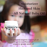 Coconut Essentials Coconut Baby Oil Organic Moisturizer for Cradle Cap Treatment | Eczema & Psoriasis Relief | Massage Oil for Sensitive Skin | Hair Growth & Diaper Rash prevention| 4 fl oz