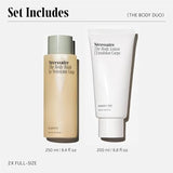 Nécessaire The Body Duo Gift Set. The Body Wash Eucalyptus + The Body Lotion. Fragrance-Free. 2 x Full-Size. Cleanse, Replenish, Moisturize. Niacinamide, Peptides. 48-Hour Moisture.