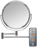 JERDON 8-Inch Two-Sided Swivel Wall Mount Mirror - Makeup Mirror with 8X Magnification & 13.5 inch Wall Extension - Chrome Finish - Model JP7808C