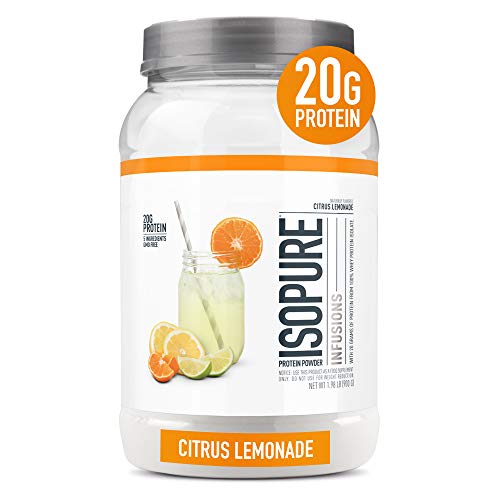 Isopure Protein Powder, Clear Whey Isolate Protein, Post Workout Recovery Drink Mix, Gluten Free with Zero Added Sugar, Infusions- Citrus Lemonade, 36 Servings,2.4 pounds