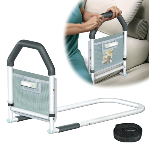 Bed Rails for Elderly Adults Safety - with Motion Light & Storage Pocket - Adjustable Bed Assist Rails for Seniors & Patients - Safety Bed Cane Fits Any Bed