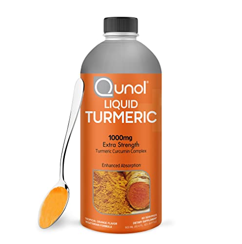 Qunol Liquid Turmeric Curcumin with Black Pepper, Turmeric Supplement 1000mg, Extra Strength, Joint Health, 60 Servings, 30 fl oz