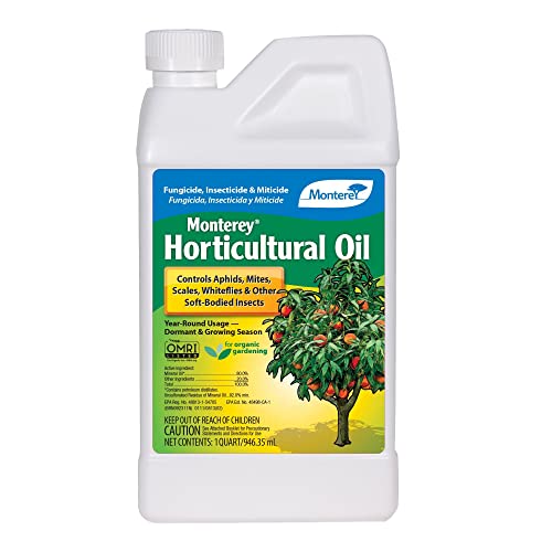 Monterey Horticultural Oil - Organic Gardening Fungicide, Insecticide, & Miticide - 1 Quart - Apply Using a Sprayer Following Mix Instructions