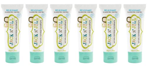 Jack N' Jill Kids Natural Toothpaste, Gluten Free, Vegan, Fluoride-Free, SLS-Free, Dairy-Free Tooth Paste for Children, Milkshake (Pack of 6)