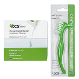 TCS Fresh Dental Appliance Cleaner Set - Professional Strength Concentrated Retainer Cleaner Solution with Soft Bristle Dental Brush (6 Month Supply)