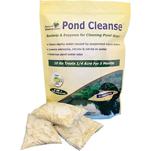 Pond Cleanse 10 lb Treats 2.5 Acres Natural Pond Cleaner & Water Clarifier Packets - Easy-to-use Pond Treatment